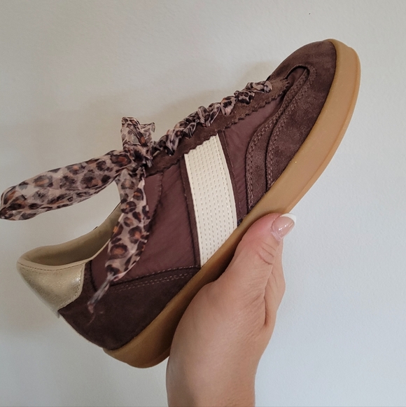 Lace up Espresso Brown Trainers Shoes - Picture 2 of 9